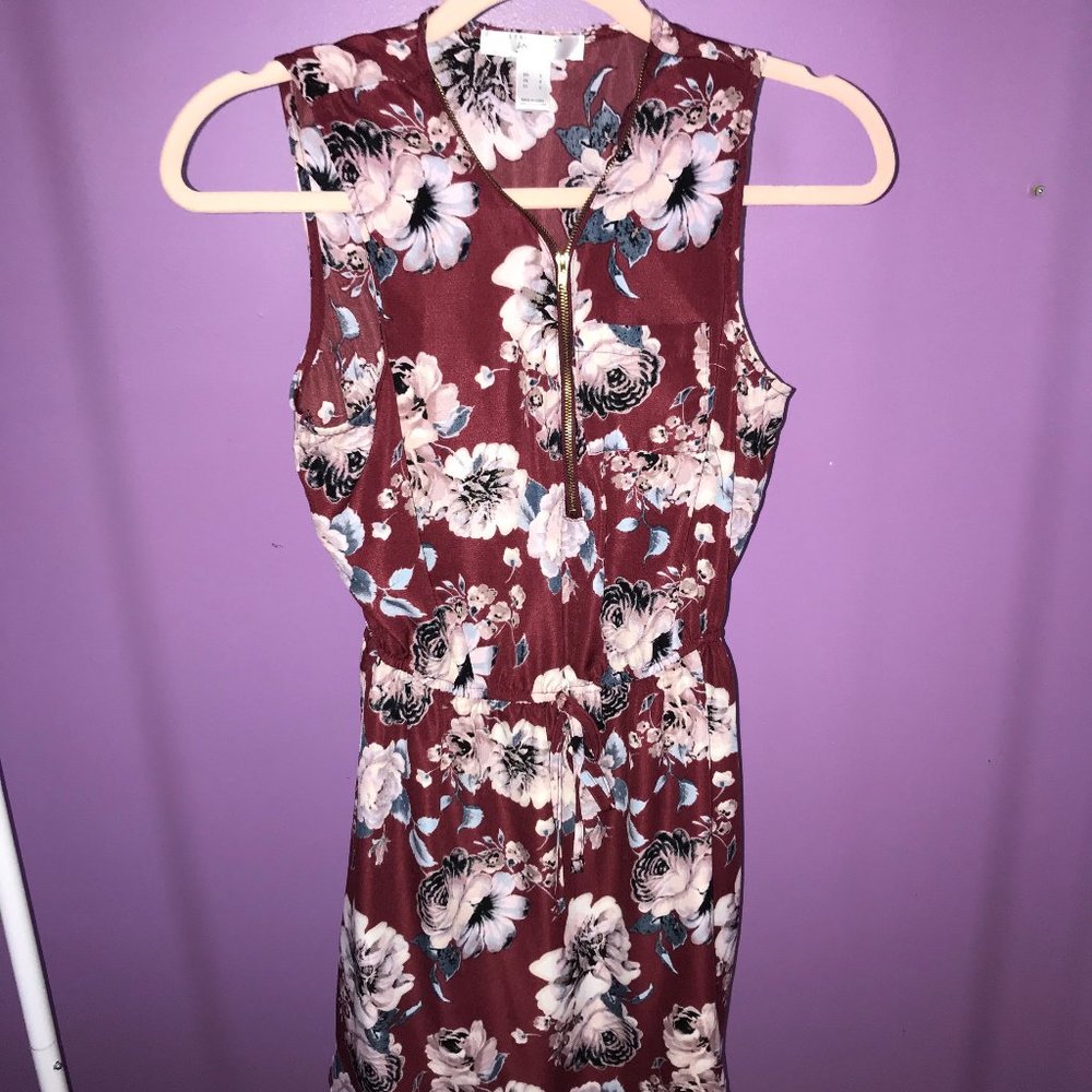 Burgundy Floral Summer Dress